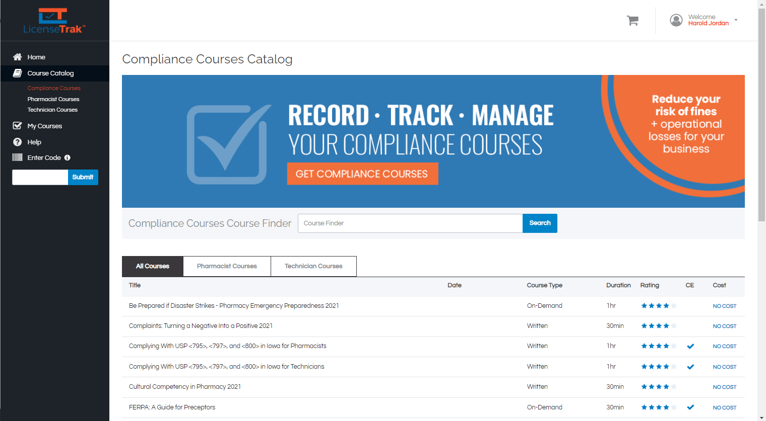 LicenseTrak LMS - Compliance Course Catalog